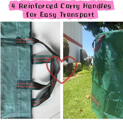 JKKGS Yard Waste Bags (3-Pack, 72 Gallons, H30 x D26 inches), Reusable, Heavy Duty Collapsible Standable Garden Lawn Leaf Bags and Trash Bags for Debris, Grass, Recycling, Camping, Parties, Laundry