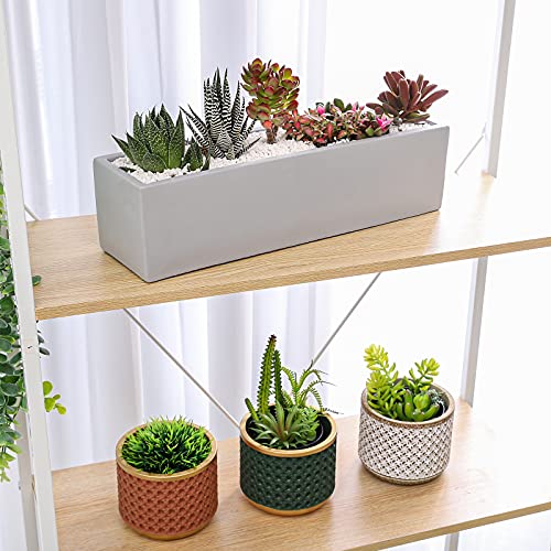 15 Inch Grey Rectangular Cement Planter Concrete Succulent Planter Windowsill Box - size: Large