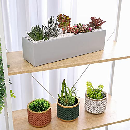 15 Inch Grey Rectangular Cement Planter Concrete Succulent Planter Windowsill Box - size: Large