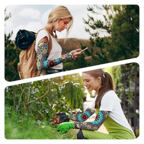 YPHCDO Gardening Sleeves for Women Cooling Sun Protection Anti-Scratch - color: Blue Red