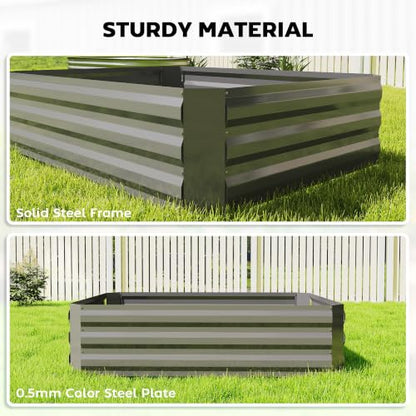 Outsunny 4 x 3ft Metal Planter Box with Mini Greenhouse Clear and Dark Gray - color: Clear and Dark Gray