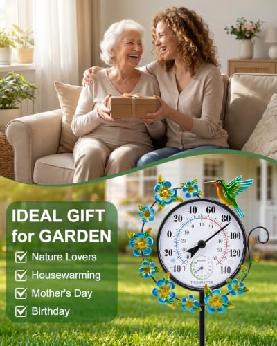 Outdoor Thermometer Waterproof Hummingbird Outside Thermometer Hygrometer
