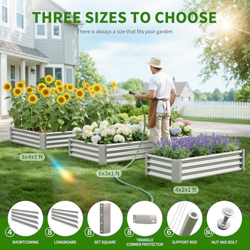 Galvanized Raised Garden Bed,Outdoor Planter Box Metal Patio Kit Planting Bed for Vegetables Flowers Herb (Galvanized, 6x3x1ft-2p) - size: 6x3x1ft-2p