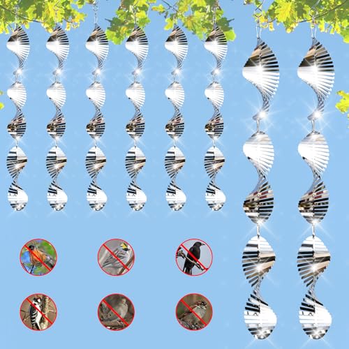 24 PCS Stainless Steel Bird deterrents for Outside,3D Wind Spinners Outdoor Bird Scarer Discs Set Pigeon Deterrent,Bird reflectors to Keep Birds Away Woodpecker Deterrent for House,Crow Deterrent - color: 24 Discs Fishbone Bird Scare Discs Set