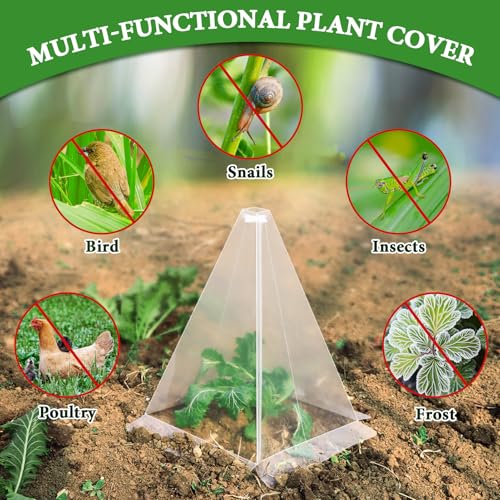 Reusable Plastic Garden Cloches, 7.8" x 11" Mini Greenhouse, 1.2mm Thick Clear Bell Covers with Metal Stakes Against Sun, Frost, Snails, Plant Protector (20pcs-Clear) - size: 20pcs-clear
