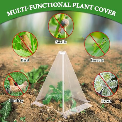 Reusable Plastic Garden Cloches, 7.8" x 11" Mini Greenhouse, 1.2mm Thick Clear Bell Covers with Metal Stakes Against Sun, Frost, Snails, Plant Protector (20pcs-Clear) - size: 20pcs-clear