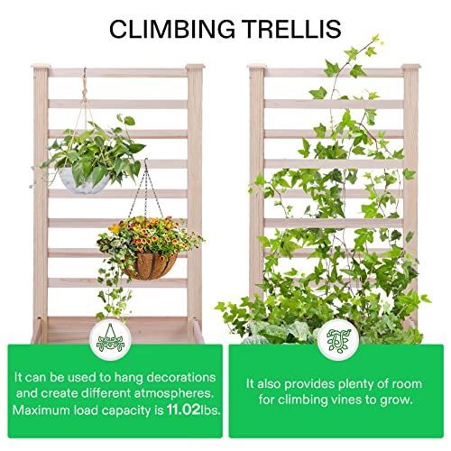 VIVOSUN Wooden Raised Garden Bed, 48 x 24 x 30 Inches, Outdoor Wood Planter Box with Gloves and a Liner, with Trellis for Vine Climbing for Garden, Patio, Balcony, Backyard and Outdoors (Pack of 2) - size: 48 x 24 x 30 In(With Trellis Pack of 2)