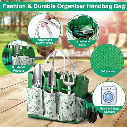 Gardening Tool Set Gifts for Women, Heavy Duty Garden Tools with Handbag
