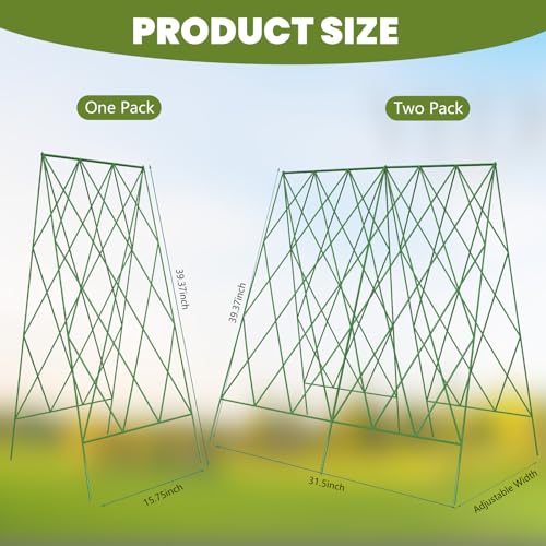 Cucumber Trellis 2 Pack,Foldable A-Frame Garden Trellis - color: Grass Green, size: 39.4" H