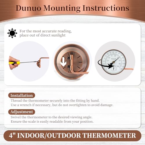 4-Inch Brass Outdoor Thermometer & Humidity Gauge, Analog Dial - size: 4inch thermo&hygrometer