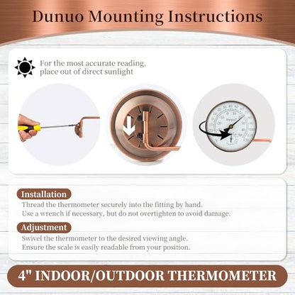 4-Inch Brass Outdoor Thermometer & Humidity Gauge, Analog Dial - size: 4inch thermo&hygrometer
