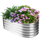 17" Tall Oval-Shaped / Elliptic Metal Raised Garden Bed Outdoor Silver - color: Silver, size: 48X24X16.5 Inches
