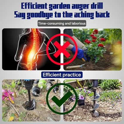 12 Inch Auger Bit Pneumatic Column Fence Digger Soil Drill Bit 6 Inch Ball Bed Digging Pile Hole Planting Tool for Inside Diameter 3/4 Inch Shaft Auger - size: 12 Inch