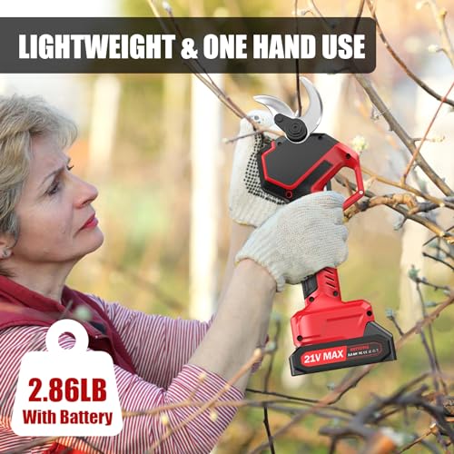 Electric Pruning Shears, 2.75'' Cut, 2 Batteries & Spare Blades - color: Red