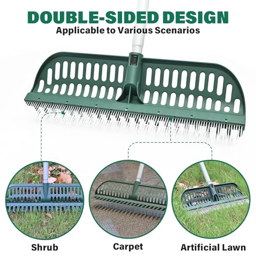 SOYUS Artificial Turf Rake, 2-in-1 Turf Sweeper for Carpets & Garden Lawns