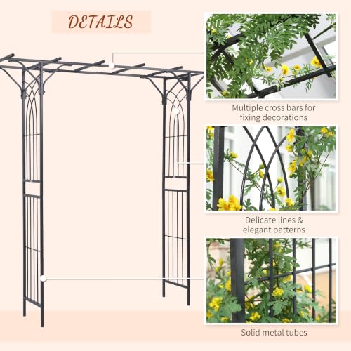 Outsunny 82'' Decorative Metal Garden Trellis Arch Durable Steel Tubing