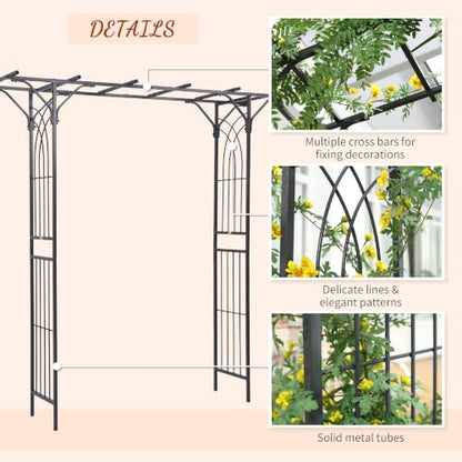 Outsunny 82'' Decorative Metal Garden Trellis Arch Durable Steel Tubing