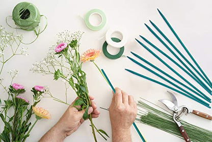 Plant Stakes 25Pcs,15IN Green Bamboo Sticks With25 Green Ties,Orchid Sticks - color: Green, size: 15 Inch 25Pack
