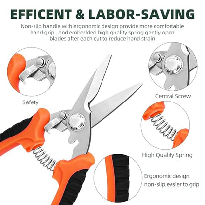 EWPJDK 3 Pack Garden Pruning Shears Scissors Clippers (Orange) - style: Orange