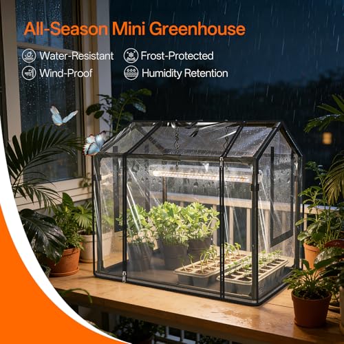 Bstrip Mini Indoor Greenhouse with Grow Light, Tabletop Seed Starting Tent