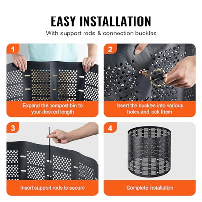 VEVOR Compost Bin 220 Gallon, Outdoor Expandable Composter, Easy to Setup & Large Capacity Composting Bin, Fast Creation of Fertile Soil - style: 220 Gallon