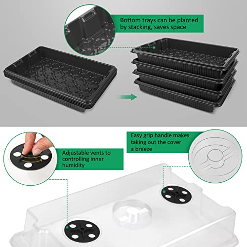 YAUNGEL XL Seed Starter Tray, 160 Cells, 4-Pack with Humidity Domes, Black - color: Black