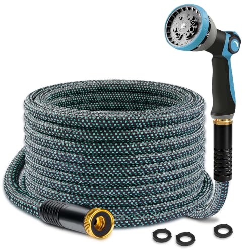 Garden Hose 25FT, Ultra Lightweight with 10-Function Nozzle - color: Blue