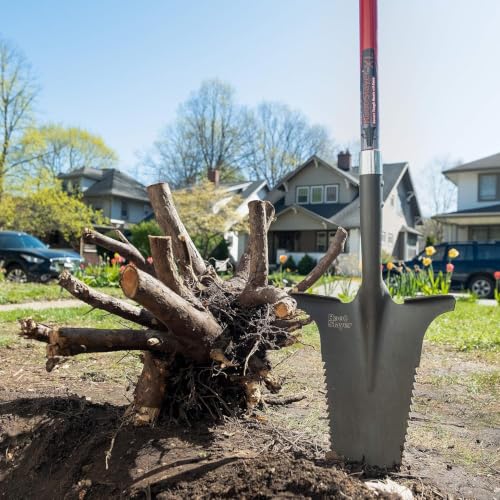 Root Slayer 22511 XL Garden Shovel, Serrated Blade, Fiberglass Shaft, Red - color: Red, size: XL