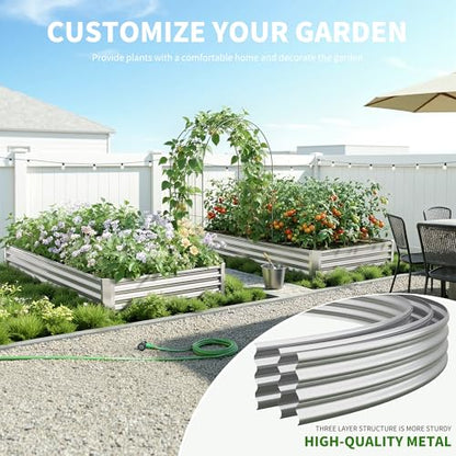 Galvanized Raised Garden Bed,Outdoor Planter Box Metal Patio Kit Planting Bed for Vegetables Flowers Herb (Galvanized, 8x4x1ft-2p) - size: 8x4x1ft-2p