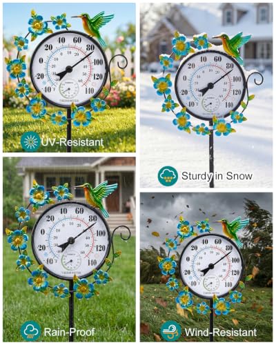 Outdoor Thermometer Waterproof Hummingbird Outside Thermometer Hygrometer