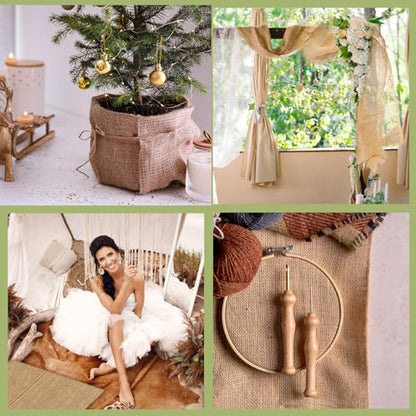 Buryeah 1 Pack 72 Inch X 100 ft Burlap Fabrics Roll Natural Jute Garden - size: 72 Inch X 100 ft