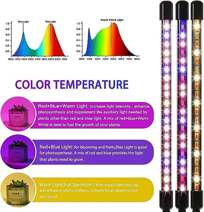 LEOTER Grow Light for Indoor Plants - Upgraded Version 80 LED Lamps with Full Spectrum & Red Blue Spectrum, 3/9/12H Timer, 10 Dimmable Level, Adjustable Gooseneck,3 Switch Modes - size: 4 heads 1 pack