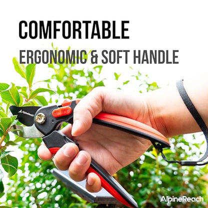 AlpineReach Pruning Shears Set Bypass and Anvil for Gardening, Sharp Ergonomic Pruners, Adjustable Soft Handle for Small & Large Hands, Heavy Duty High Carbon Steel Blade, Secateurs, Gift Box - style: Pruning Shears Set