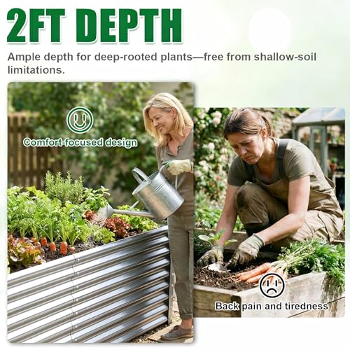 6x3x2ft Raised Garden Bed, Deep Root Planter Box, Silver,1 Pack - size: 6x3x2FT