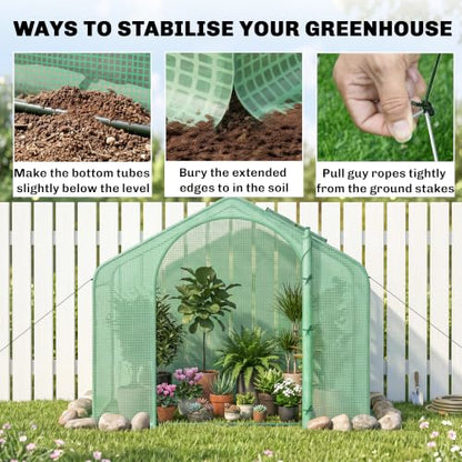 Outsunny 6' x 3' x 5' Portable Walk-in Greenhouse with PE Cover Green - style: PE