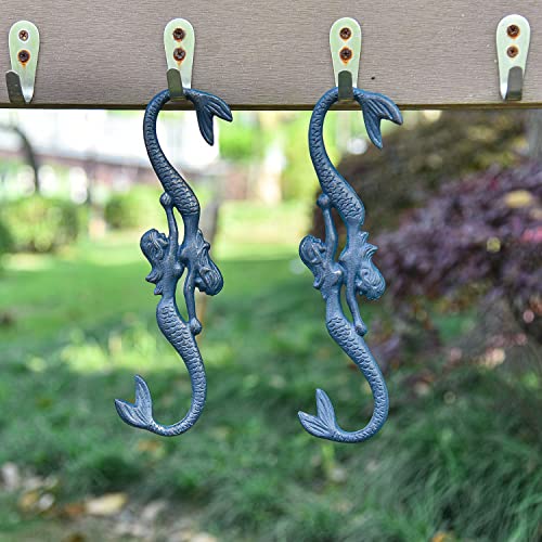 Sungmor Cast Iron Plant Hangers, 2PC Mermaid & 11 Inch Length, Large S Hooks for Hanging Plants, Ceiling Extender Hooks for Hanging Flower Basket, Planter, Macrame Plant Holder, Lantern, Windchime - color: Mermaid Hooks- 2pcs