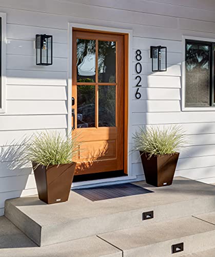 Veradek Pure Series Nobleton Planter - Tapered Square Outdoor Planter - color: Espresso, size: 22 inch - 2 Pack