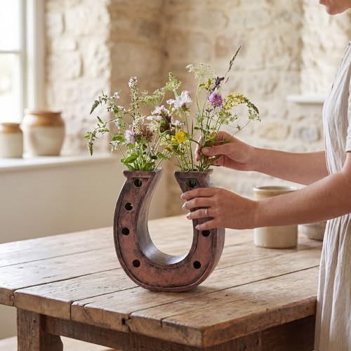 Qinyoung 1Pcs Horseshoe Hanging Wall Planters for Plants, Dry Flower Vase - style: Dry Flower Vase