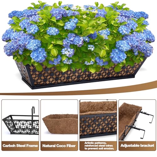 24 Inch Railing Planter Box Outdoor Deck Railing Flower Boxes