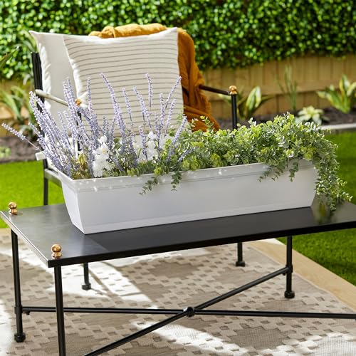 The HC Companies Eclipse 30 Inch Window Planter Box, White, 2-Pack