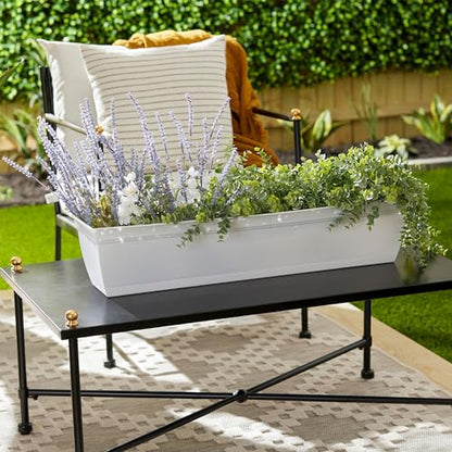 The HC Companies Eclipse 30 Inch Window Planter Box, White, 2-Pack