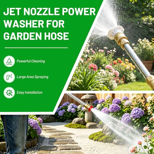 2026 Upgraded Jet Nozzle Power Washer for Garden Hose (Black) - color: Black