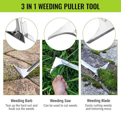 WORKPRO Crack Weeder, Stainless Steel Crevice Weeding Tool with Adjustable Long Handle (27"-54")