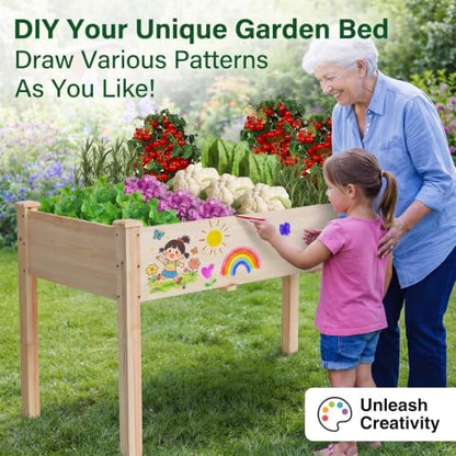 48x24x30 Elevated Wooden Raised Garden Bed with Legs, 300LBS Capacity - color: Natural, size: 48 x 24 x 30in