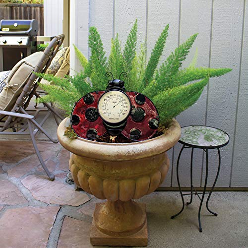 Poolmaster 54578 Ladybug Wall Décor and Thermometer for Home or Garden, Red - style: Ladybug