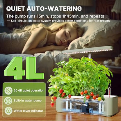 SUNCOZE Hydroponics Growing System, Compact 12 Pods Indoor Garden, Green - color: Green