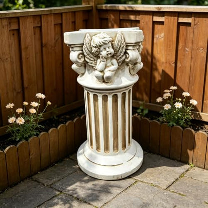 18.11" Angel Column Pedestal Stand, Resin Roman Pillar Decor - color: Angel Column Pedestal