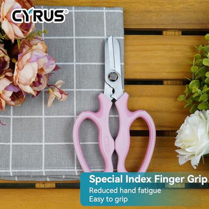 Pink Stainless Steel Floral Shears with Integrated Stab Remover - style: Pink