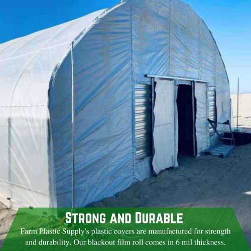 Farm Plastic Supply - Panda Film Light Deprivation Greenhouse Cover - 6 mil - (10' x 50') - 100% Blackout Tarp, Black White Plastic Sheeting, Green House Poly Film - size: 10' x 50'