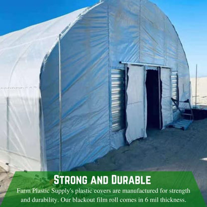 Farm Plastic Supply - Panda Film Light Deprivation Greenhouse Cover - 6 mil - (10' x 50') - 100% Blackout Tarp, Black White Plastic Sheeting, Green House Poly Film - size: 10' x 50'